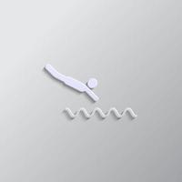Swimming jump paper style, icon. Grey color vector background- Paper style vector icon.