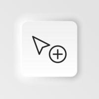 Add, copy, cursor vector icon. Element of design tool for mobile concept and web apps vector. Thin neumorphic style vector icon for website design on neumorphism white background