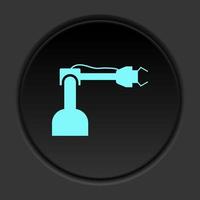 Dark button icon Robot technology industry factory. Button banner round badge interface for application illustration on darken background vector