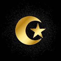 Moon and star gold, icon. Vector illustration of golden particle on gold vector background