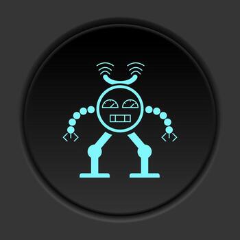 Dark button icon Robot technology. Button banner round badge interface for application illustration on darken background vector