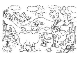 Line art of animals in the forest. Suitable for coloring book, coloring pages, etc vector