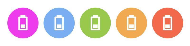 Multi colored icon charge battery. Button banner round badge interface for application illustration on white background vector