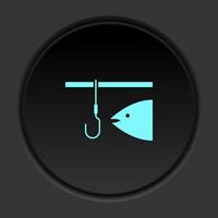 Round button icon Fishing. Button banner round badge interface for application illustration on dark background vector