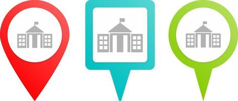 City hall pin icon. Multicolor pin vector icon, diferent type map and navigation point.