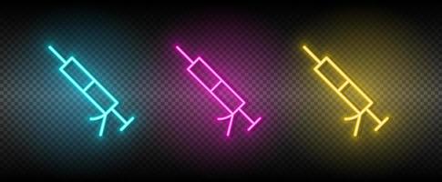 gun, sealant vector icon yellow, pink, blue neon set. Tools vector icon on dark transparency background