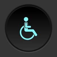 redondo botón icono discapacidad. botón bandera redondo Insignia interfaz para solicitud ilustración en oscuro antecedentes vector