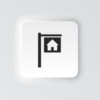 rectángulo botón icono casa para alquilar. botón bandera rectángulo Insignia interfaz para solicitud ilustración en neomórfico estilo en blanco antecedentes vector