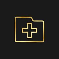 create, folder gold icon. Vector illustration of golden icon on dark background