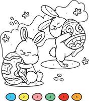 Line art of Rabbits and eggs on Easter Day. Vector illustration for coloring pages, coloring book, etc