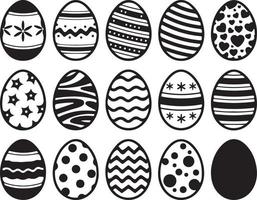 Black and white Easter eggs collection. Vector illustration for sticker, fabric, wrapping, banner, card, etc