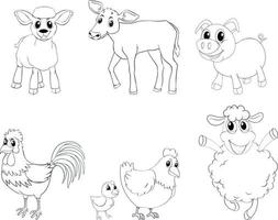 Various animals outline. Vector illustration for coloring pages, coloring book, etc