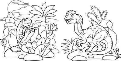 Various dinosaurs line art. Vector illustration for coloring pages, coloring book, etc