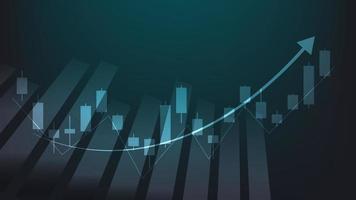 financiero negocio Estadísticas con bar grafico y candelero gráfico espectáculo valores mercado precio en oscuro verde antecedentes vector