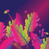 Painted tropical exotic leaves abstract colors in a cartoon style. Vector wallpaper pattern on a white background.