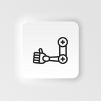 Cybernetic limb, motion controller icon - Vector neumorphic style vector icon