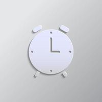 alarm, clock paper style, icon. Grey color vector background- Paper style vector icon.