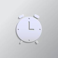 alarm, clock paper style, icon. Grey color vector background- Paper style vector icon.