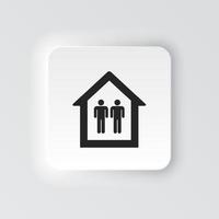 Rectangle button icon Mans in a house. Button banner Rectangle badge interface for application illustration on neomorphic style on white background vector