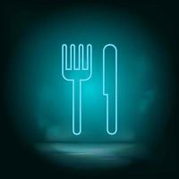 Knife and fork blue neon vector icon. Simple element illustration from map and navigation concept. Knife and fork blue neon vector icon. Real estate concept vector illustration. on white background