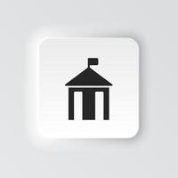 Rectangle button icon City hall silhouette. Button banner Rectangle badge interface for application illustration on neomorphic style on white background vector