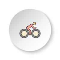 redondo botón para web icono, bicicleta, hombre. botón bandera redondo, Insignia interfaz para solicitud ilustración en blanco antecedentes vector