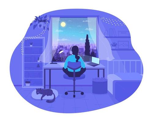 Study At Night Vector Art Icons And Graphics For Free Download