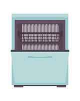 Dishwashing machine semi flat color vector object. Energy-efficient appliance for kitchen. Editable full sized icon white. Simple cartoon style spot illustration for web graphic design and animation