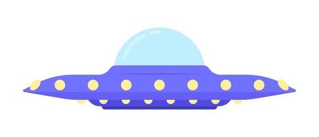 Unidentified flying object semi flat color vector icon. Flying saucer. Editable object. Full sized element on white. Simple cartoon style spot illustration for web graphic design and animation