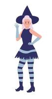 Cosplayer in witch costume semi flat color vector character. Cosplay convention member. Editable full body person on white. Simple cartoon style spot illustration for web graphic design and animation