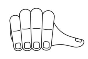 Drumming fingers semi flat linear vector hand gesture. Editable pose. Human body part on white. Anxious waiting expression cartoon style illustration for web graphic design, animation, sticker