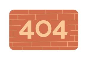 Brick wall 404 page not found illustration. Internet connection fail. Brickwork texture flat vector 2D cartoon icon on white. Editable error flash message for app web design