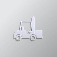 forklift move box paper style icon. Grey color vector background- Paper style vector icon.