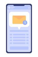 Messenger application on mobile phone flat concept vector spot illustration