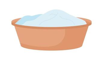 Plastic wash bowl with laundry semi flat color vector object