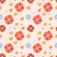 Bright floral ornament seamless pattern background. Fully editable 2D flat color illustration. Trendy cartoon vector graphics. Creative backdrop image for textile, fabric, wallpaper design