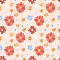 Bright floral ornament seamless pattern background. Fully editable 2D flat color illustration. Trendy cartoon vector graphics. Creative backdrop image for textile, fabric, wallpaper design