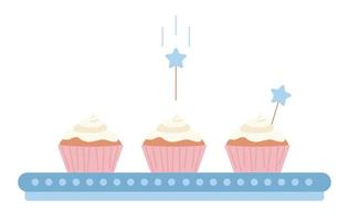 Decorating cupcakes semi flat color vector objects. Editable icon. Frosted desserts making. Full sized elements on white. Simple cartoon style spot illustration for web graphic design and animation