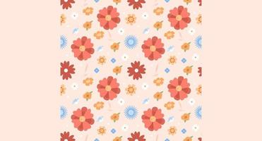 Pretty spring flowers seamless pattern on beige background vector