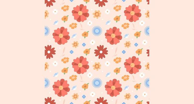 Pretty spring flowers seamless pattern on beige background