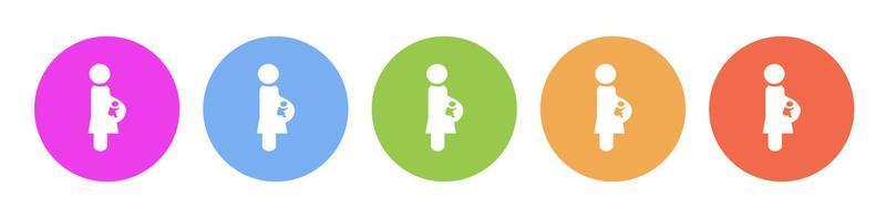 Multi colored icon Pregnant woman baby. Button banner round badge interface for application illustration on white background vector