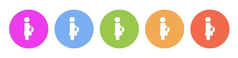 Multi colored icon Pregnant woman baby. Button banner round badge interface for application illustration on white background vector