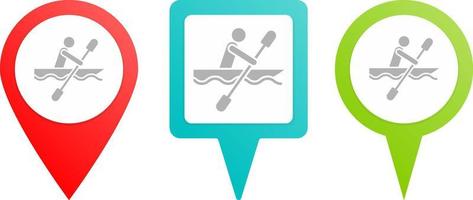 Canoe, tray pin icon. Multicolor pin vector icon, diferent type map and navigation point.