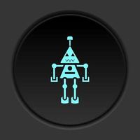 Dark button icon Robot technology. Button banner round badge interface for application illustration on darken background vector