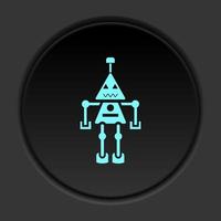 Dark button icon Robot technology. Button banner round badge interface for application illustration on darken background vector