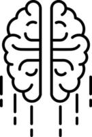 Brain, line vector icon on transparent background. Outline Brain, line vector icon.