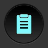 Round button icon, facture, test. Button banner round, badge interface for application illustration on dark background vector