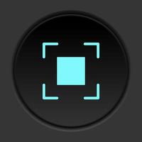 Round button icon, crosshair, focus. Button banner round, badge interface for application illustration on dark background vector