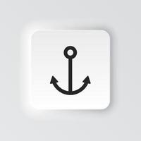 Rectangle button icon Anchor. Button banner Rectangle badge interface for application illustration on neomorphic style on white background vector