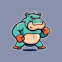 Cute Hippo mascot vector illustration with isolated background